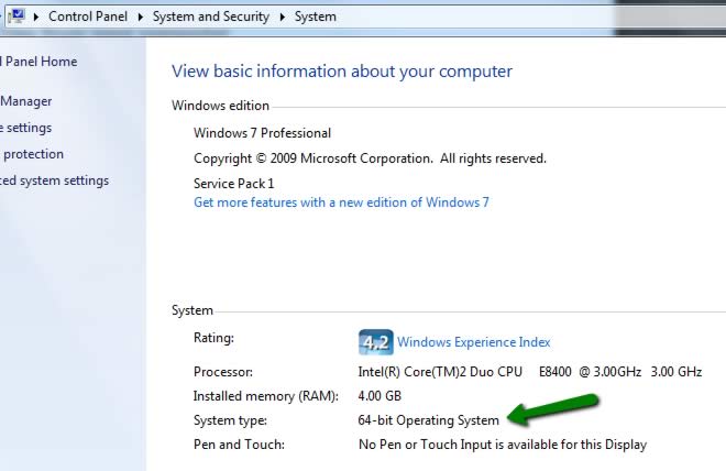 Checking if your version of Windows 7 is 64 bit